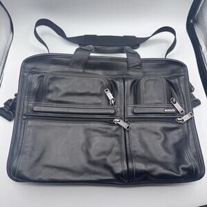 TUMI Expandable Organizer Laptop Brief - Black Leather